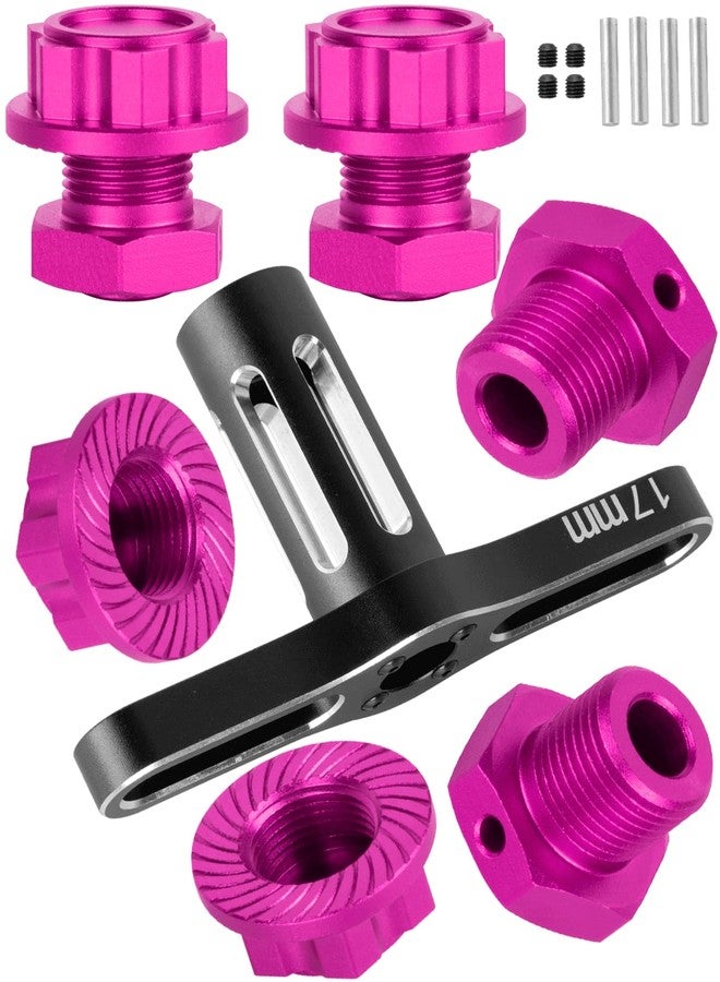 RCHuiWow RC 17MM Wheel Hub w/Anti-dust Cap Nuts Upgrades Part for 1/8 Typhon 3S BLX,Typhon Mega 550,Alloy Aluminium Wheel Hub Hex w/Wheel Wrench,Pink - Image 1